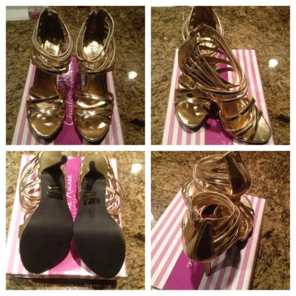 Gold strappy Charlotte Russe heels/sandal